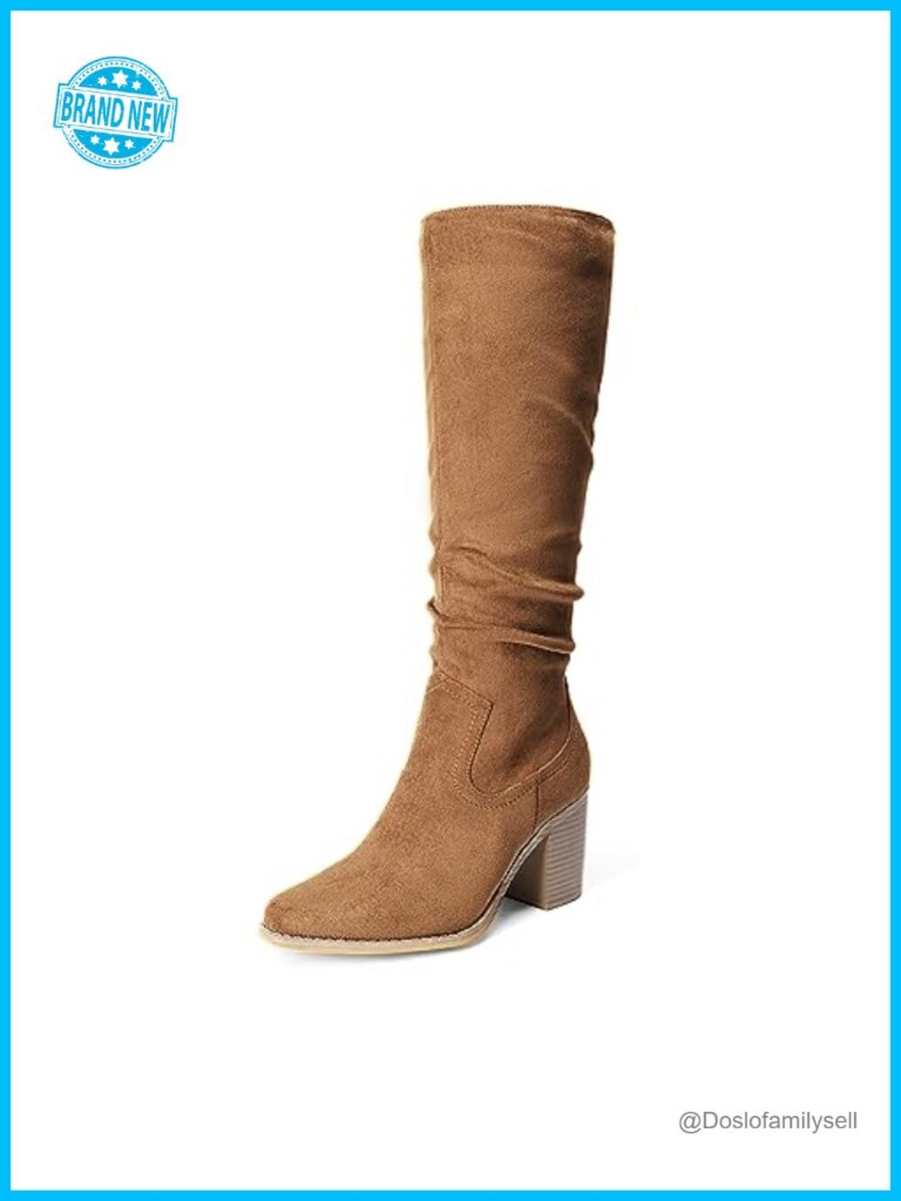 Slouchy Knee-High Chunky Heel Boots Faux Suede Pointed Toe